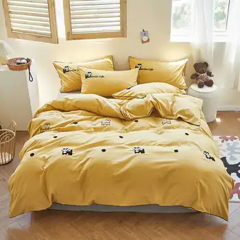 

Towel embroidery cute bedding set luxury cartoon dog bed linen for home duvet cover pillowcase bed sheets sets single king size