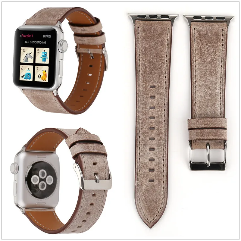 Spovan Твердые высокое качество кожаный ремешок для наручных часов Apple Watch серии 1/2/3/4, ремешок для наручных часов iWatch 38 мм/42 мм, браслет на запястье, ремешок