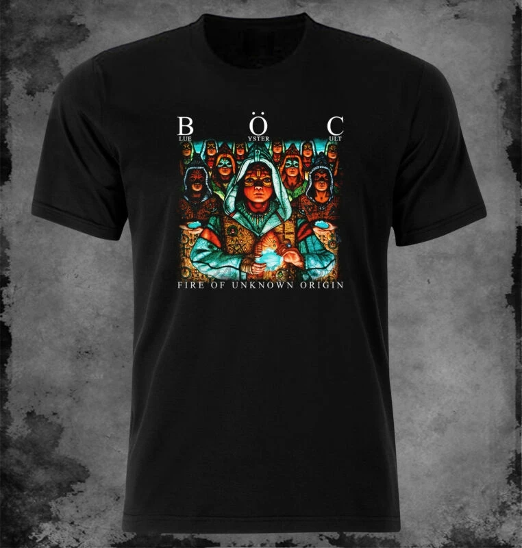 Синяя футболка Oyster Cult-Fire of Unknown Origin S-M-L-XL-XXL | Мужская одежда