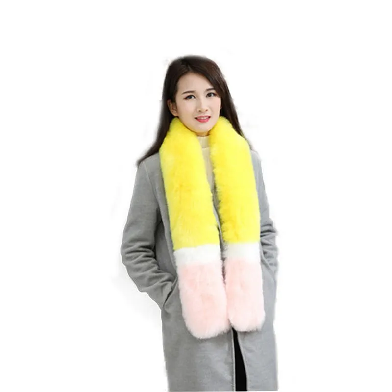 2019 Ms. Последняя мода цветной подходящий шарф с имитацией лисьего меха Длинный