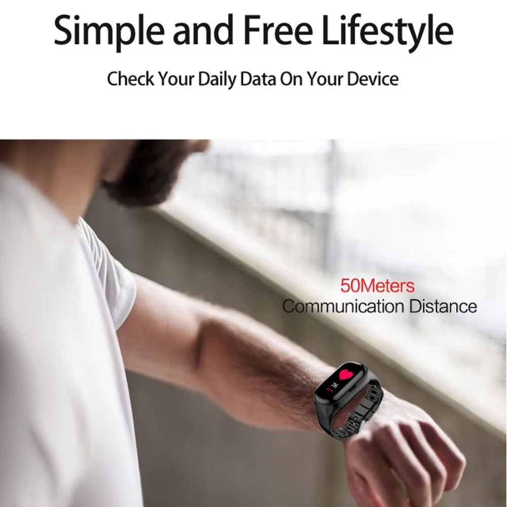 0.96 inch Screen Bluetooth 5.0 Smart Bracelet Band Bluetooth Earphone Sport Call Reminder Heart Rate Blood Pressure Monitoring