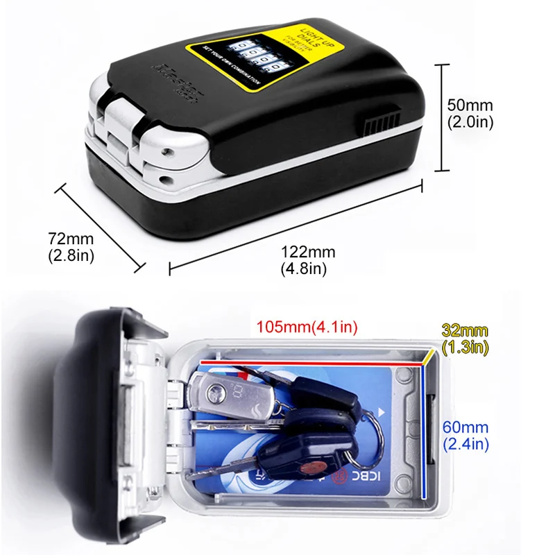 Сейф для ключей, открытый настенный ящик для хранения ключей, светящийся в темноте, четыре замка с паролем, для дома, офиса, компании, органайзер для безопасности, коробки