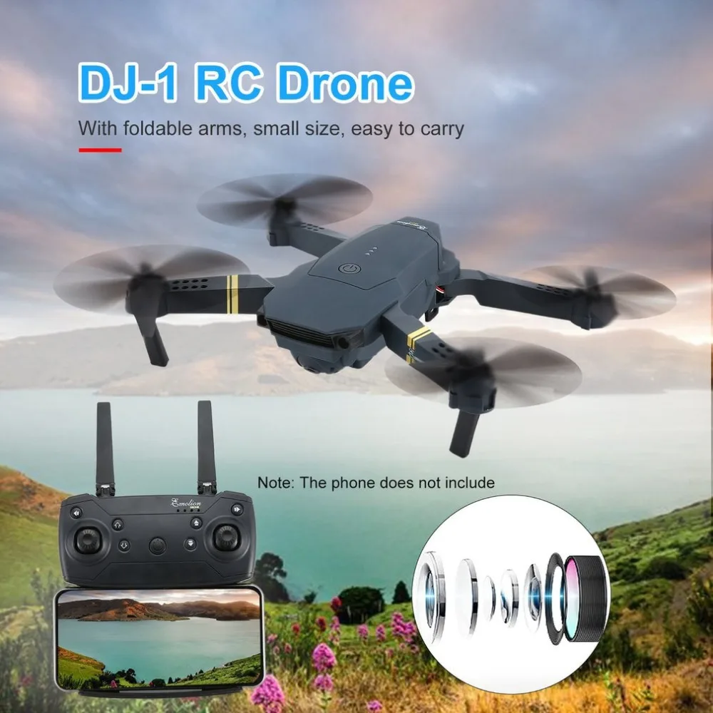 DJ-1 2,4 Ghz wifi FPV складной Радиоуправляемый Дрон с широкоугольным 2.0MP HD камерой, удерживающий высоту, Безголовый режим, Радиоуправляемый Дрон, самолет