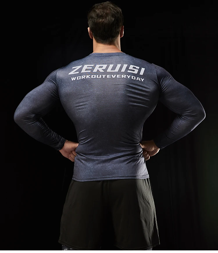 3D-Sublimationsdruck Herren Skinny T-Shirt Lässig Langarm Atmungsaktiv Für Laufen Fitnessstudio Radfahren – Detail 10