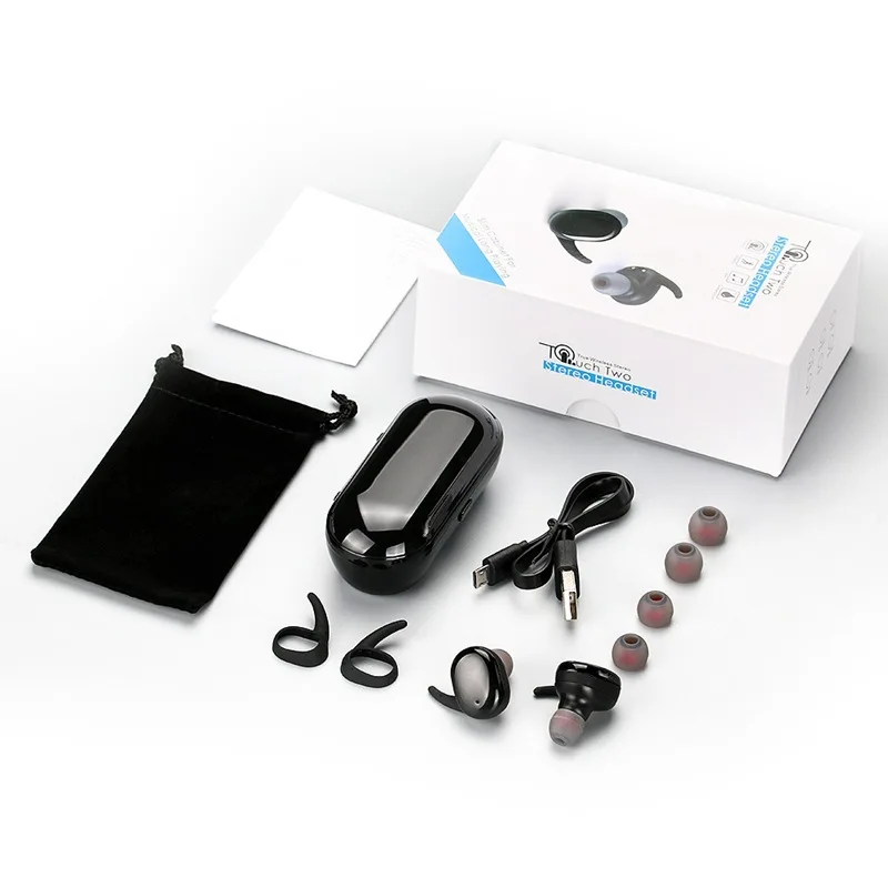 TWS Binaural Wireless Touch Sensing Bluetooth Headset with Charging Box Stereo Bluetooth Earphones with Mic
