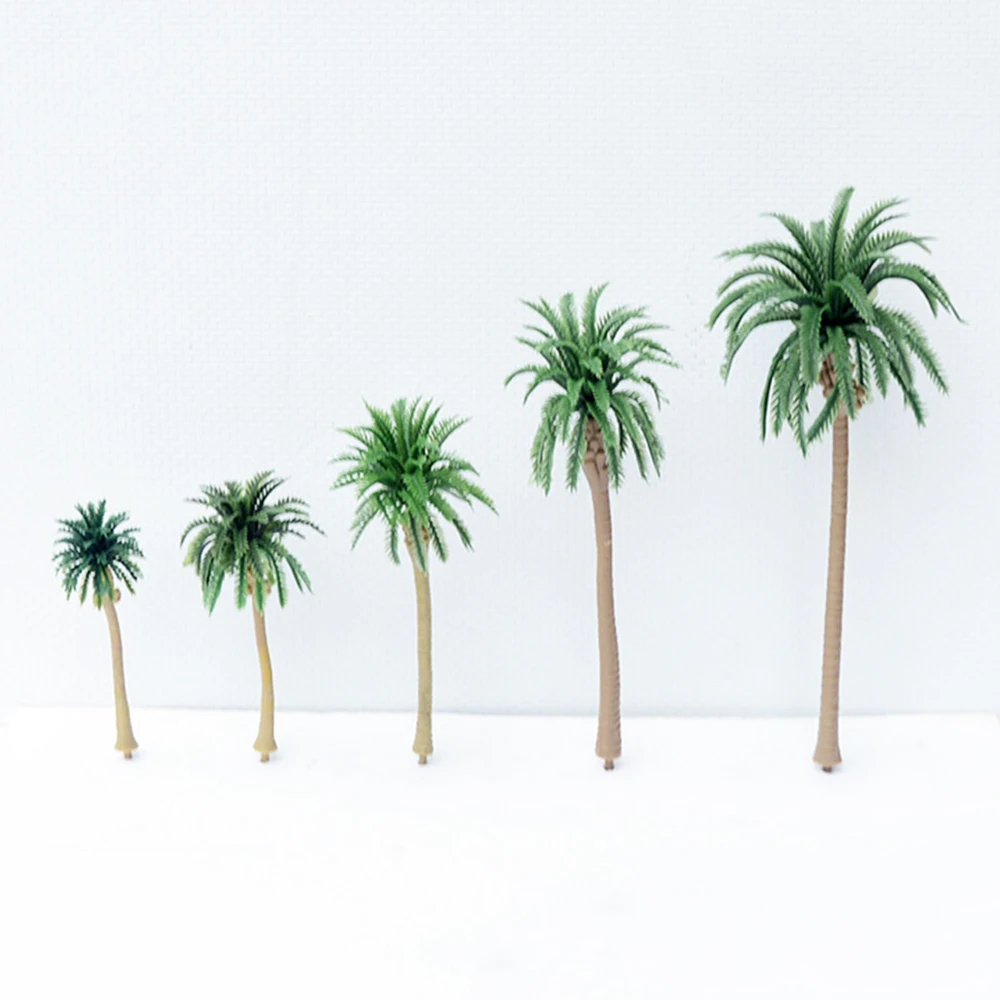 

10pcs Artificial Model Trees Toys 7/8/10/13/16 cm Plastic Miniature Palm Trees Layout Model Train Tree Coconut Rainforest Toys