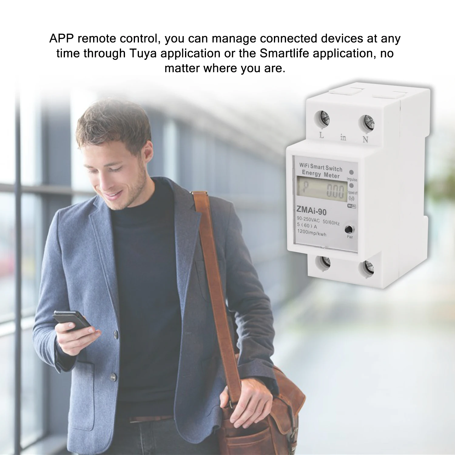 

Hot WIFI Smart Energy Meter Single-phase Rail Type LCD Display Energy Meter Support Smartlife/Tuya App Works With Alexa Google H