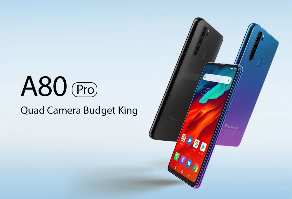 Мобильный телефон Blackview A80 Pro, 4 ГБ, 64 ГБ, 6,49 дюймов, дроп, Android 9,0, 4680 мА/ч, аккумулятор, 8 Мп, 13 МП, камера, глобальная, 4G, OTG, смартфон