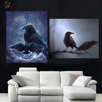 

DIY colorings pictures by numbers with colors Black crow picture drawing painting by numbers framed Home