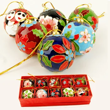 

Enamel Butterfly Ball Star Bell Fish Xmas Charms for Christmas Tree Ornaments Cloisonne Filigree Lucky Hanging Decor New Year