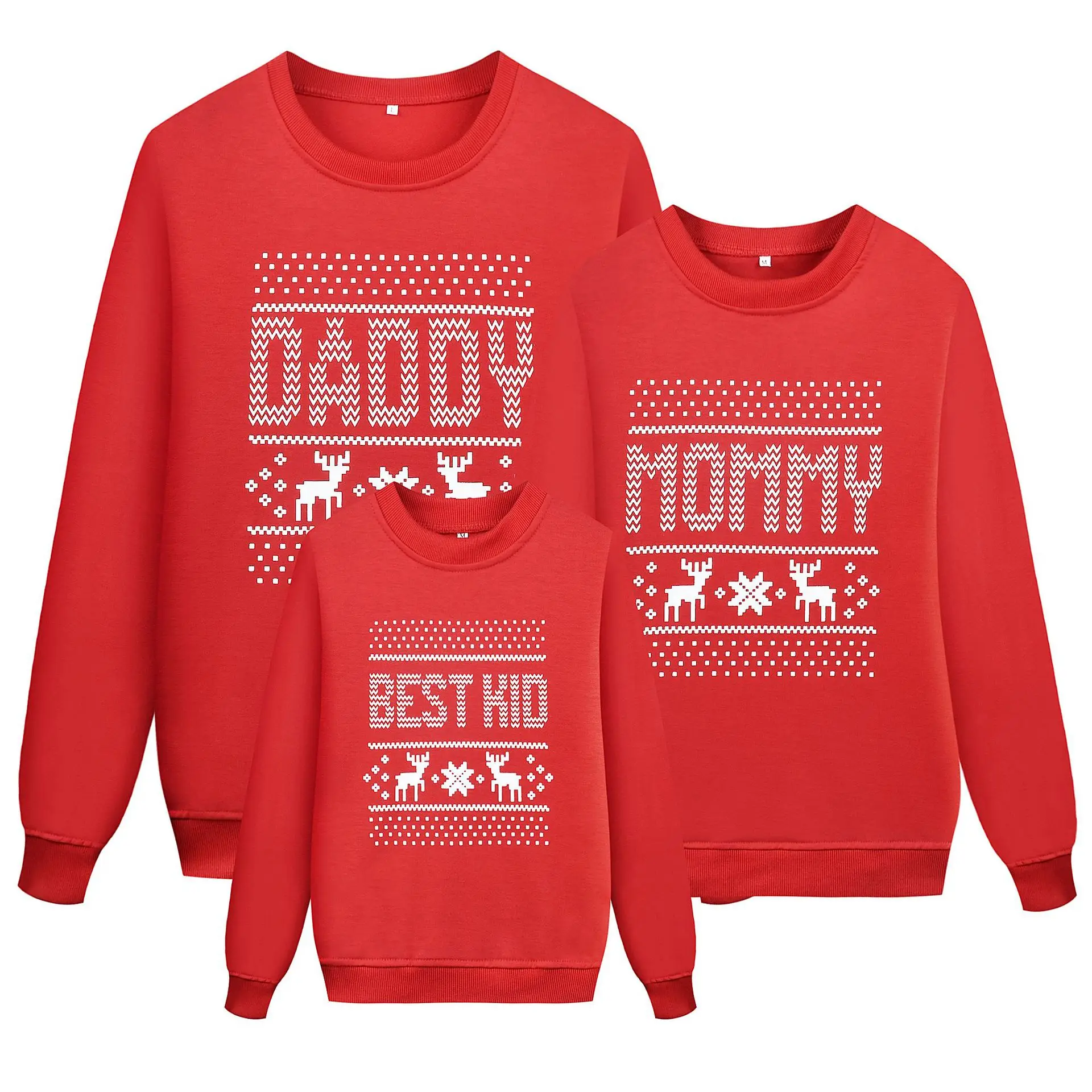 

2019 new European and American parent-child wear autumn long-sleeved elk alphabet printing sweater family wear couple cloth