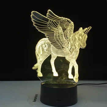 

3W Remote Or Touch Control 3D LED Night Light Unicorn Shaped Table Desk Lamp Xmas Home Decoration Lovely Gifts For Kids Love