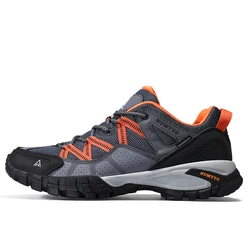 Men's Breathable Lace-Up Hiking Sneakers with Cushioning - 6.5 (Gray men)