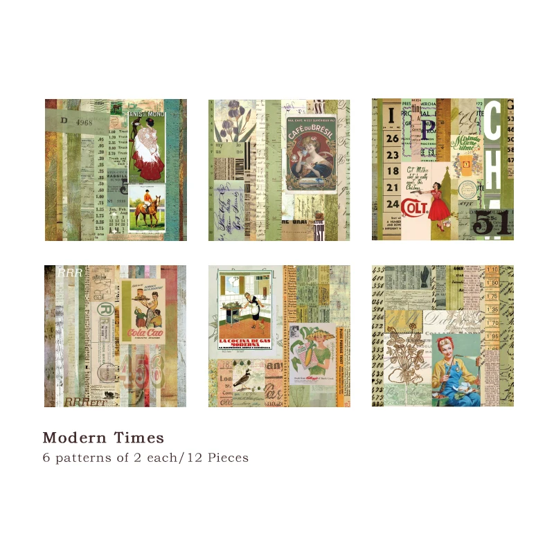 Modern Times Mr. Бумага 12 шт./упак. 16*16 см вчера еще раз деко DIY плотная наклейки Винтаж ретро-наклейки с выпуском Бумага легко режется - Цвет: Modern Times