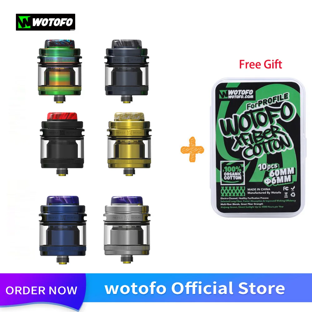 Оригинальный испаритель Wotofo Profile M RTA с 10 шт. хлопка 3 мл вейп мод бак капающий 510 VS RDA