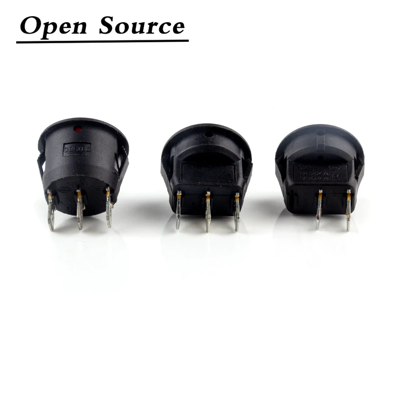 KCD1 2Pin 3Pin 20mm on-Off on-Off-On SPST Round Rocker Switch 10A/250V Push Button Switch Self-locking/Latching 5/10Pcs rocker switch