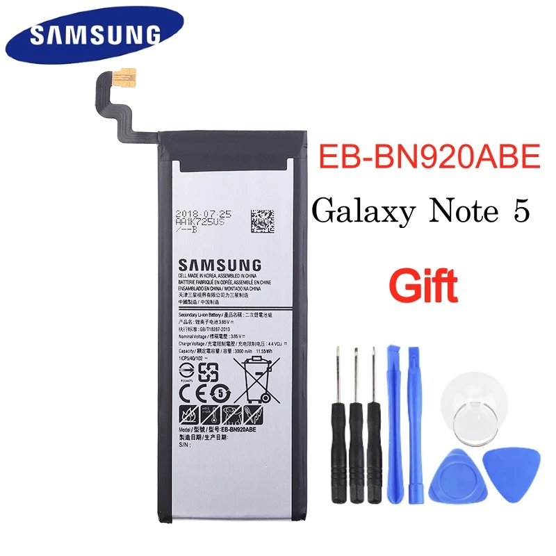 Батарея EB-BN920ABE 3000 мА-ч для samsung Galaxy Note 5 SM-N9208 Note5 N9208 N9200 N920t N920c Аутентичные EB-BN920ABE