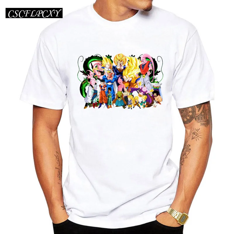 

DBZ Vegeta Buu's/Buu Saga Cell's Saga Goku and Cell design men t-shirt Super Saiyan cartoon printed short sleeve tops cool tee