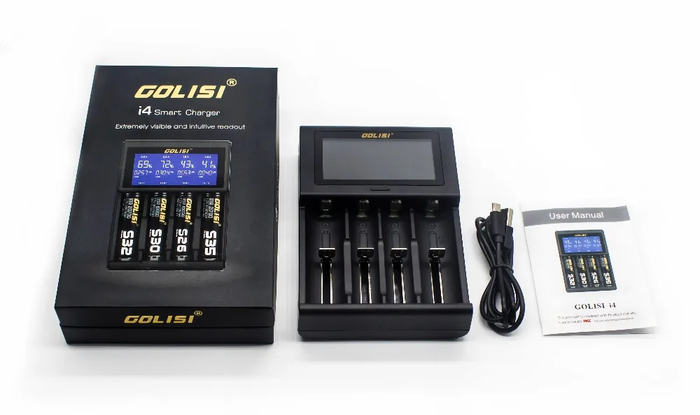 Golisi 4 шт. S35 IMR 21700 3750 мАч E-CIG аккумуляторная батарея для VAPE с Golisi i4 Смарт зарядное устройство ЖК дисплей 2A Быстрая зарядка