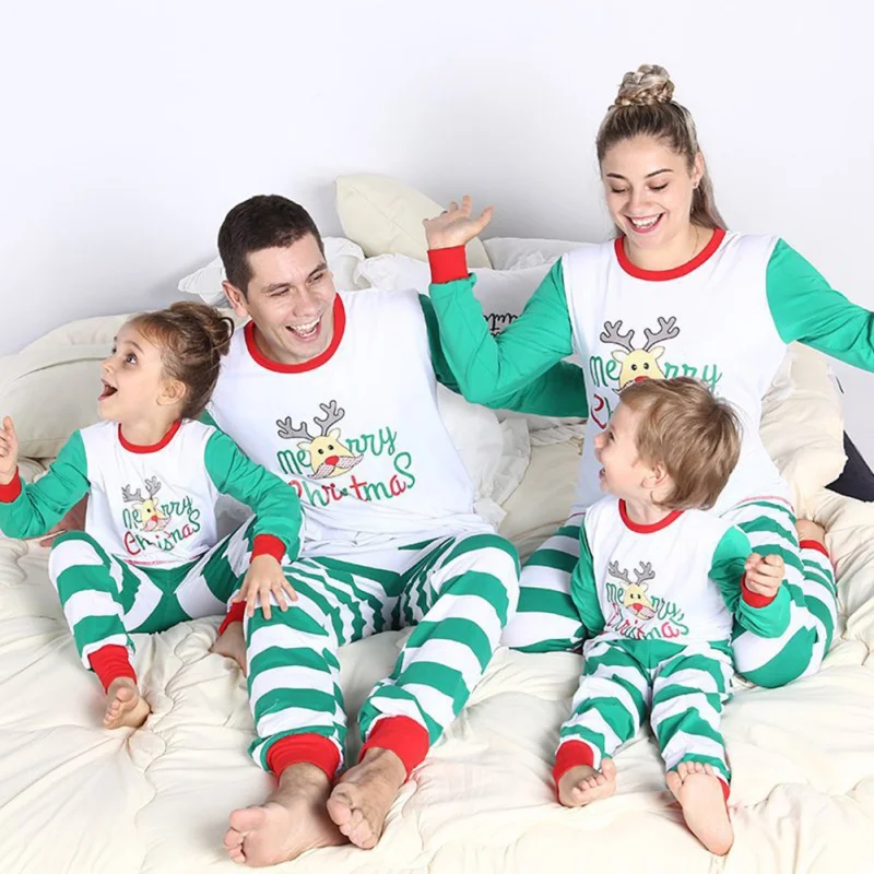 Семейные рождественские пижамные комплекты с оленем, одежда для сна, одежда для сна, домашняя одежда, 2019