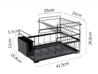 2layer-black 2 яруса сушилка для посуды кухонный держатель для мытья корзина Железный Съемный нож раковина Сушилка сушилка Органайзер pf921999 - Цвет: 2layer-black