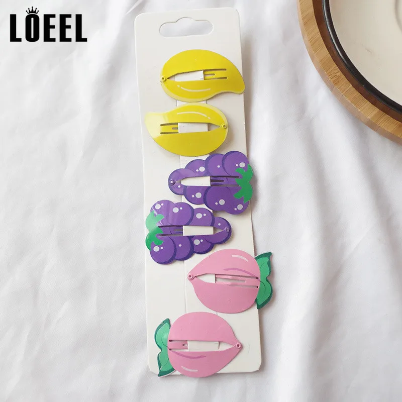 New Kids Hair Accessories 2-6Pcs/Set Painted Printing Fruit Hair Clips Headwear Set Cute Avocado Hairpins Headdress For Girls