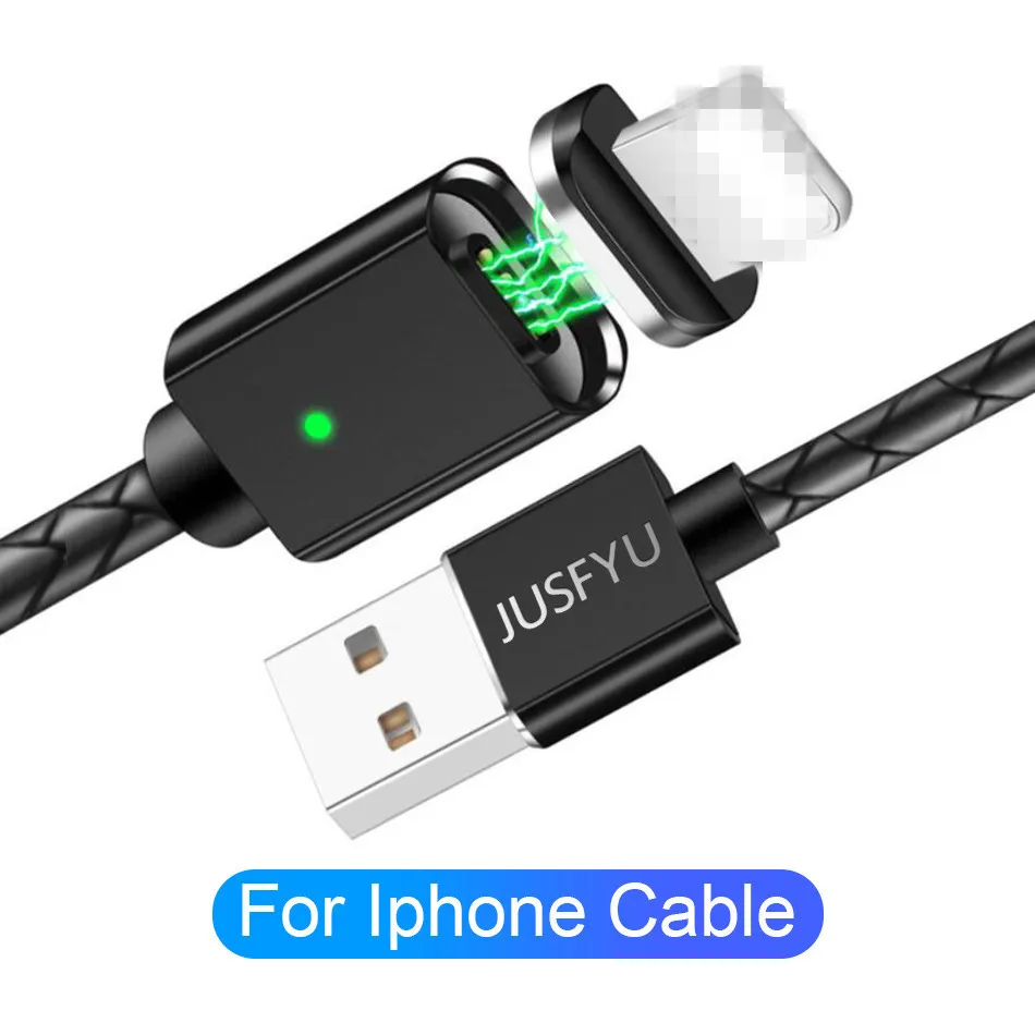 Black for iPhone Магнитный кабель из искусственной кожи 3 А, кабель Micro usb type-C, 1 м, для быстрой зарядки, USB C, магнитное зарядное устройство для iPhone, samsung, Xiaomi, Кабо - Тип штекера: Black for iPhone