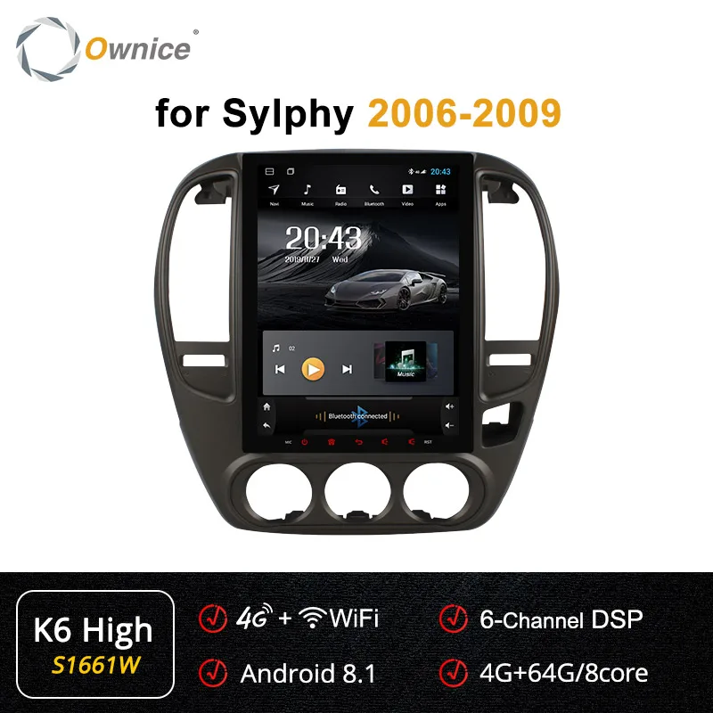 S1661 K6-High Ownice K3 K6 Восьмиядерный Android 9,0 4G LTE автомобильный DVD gps Navi плеер для Nissan sylphy 2006-2009 DSP PX6 Автомобильный dvd стерео головное устройство - Цвет: S1661 K6-High