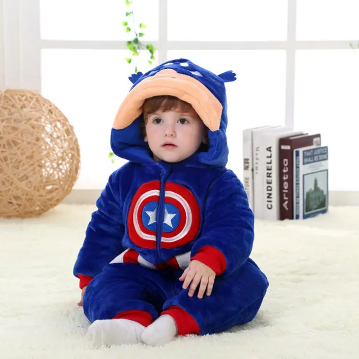 Captain America Детская зимняя одежда Детский комбинезон ребенок прогулочная одежда Детская домашняя одежда с героями мультфильмов Детская городская одежда костюм на Хэллоуин Marvel - Цвет: Captain America