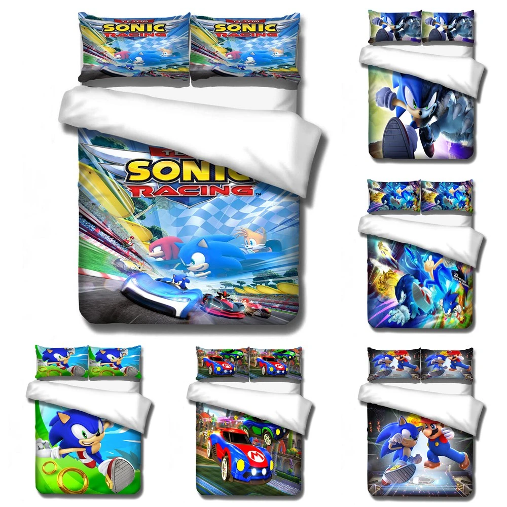 

3D Super Mario Sonic Bedding Set Children Cute Cartoon Character Printed Duvet Cover Set Bed Set Bed Linens Twin Full Queen King