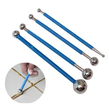 Outils de coulis de carreaux à bille en acier pressé, Double, 8 tailles, bâton de couture à pression au sol, réparation des espaces muraux de la maison, outil à main de grattage 4 pièces 