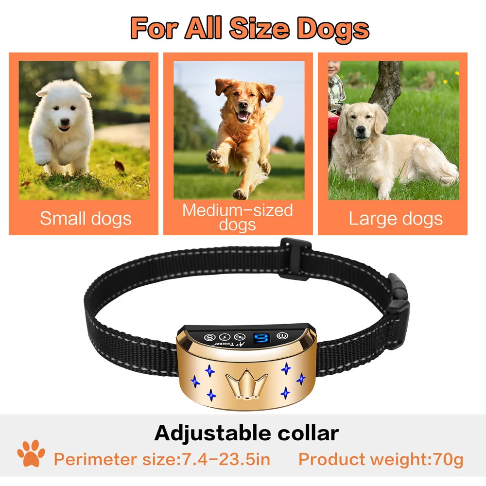 Electric Dog Training Collar Shock Vibration Sound with LED For Pet Dogs Anti-Barking Training Collar Waterproof and Recharge