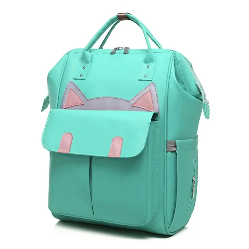  Cute Cat Ear Mummy Maternity Nappy Baby Diaper Tote Bag Large Capacity Multi-Function Travel Backpa