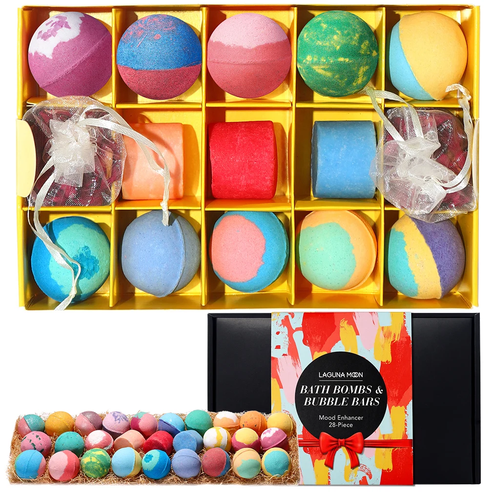 Lagunamoon 28 Pcs Bath Salt Ball Bombs Ocean Rosemare Tea Tree