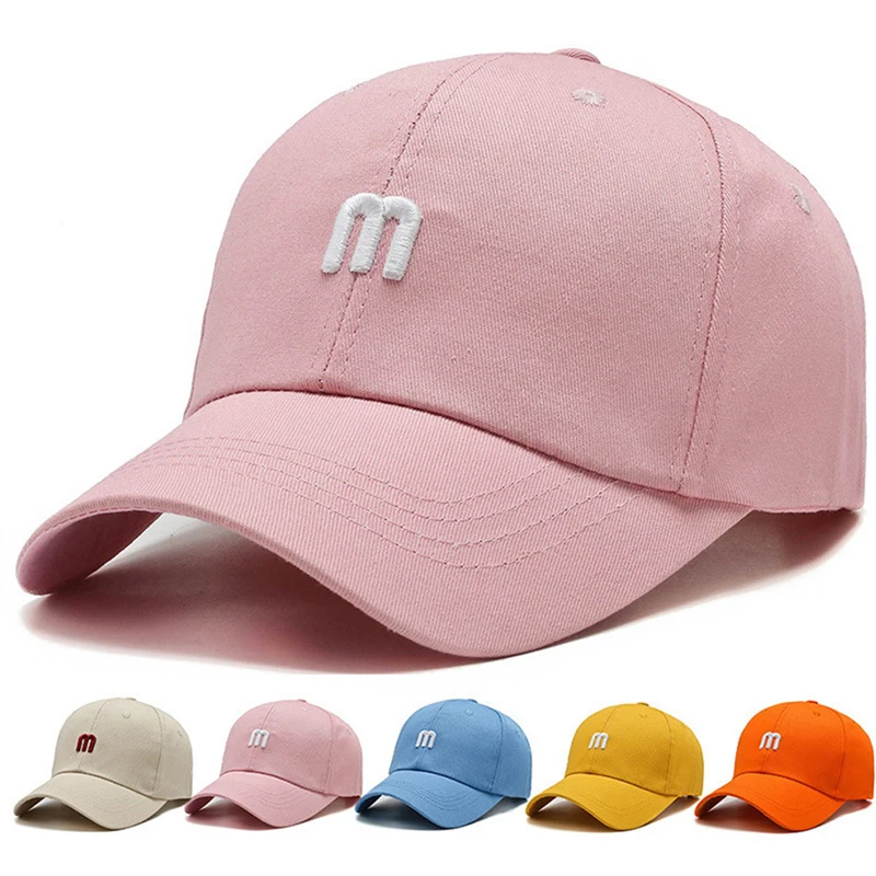 

INS Popular Cotton Baseball Cap M Letter Embroidery Kpop Men Women Snapback Hip Hop Sun Dad Hat Street Dance Gorras MZ0129