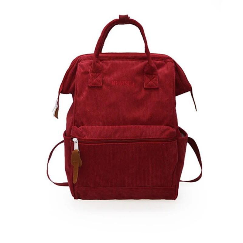 Вельветовый рюкзак для женщин, много карманов, рюкзаки для путешествий, женская школьная сумка для подростков, сумка на плечо для книг, сумка для улицы - Цвет: wine red