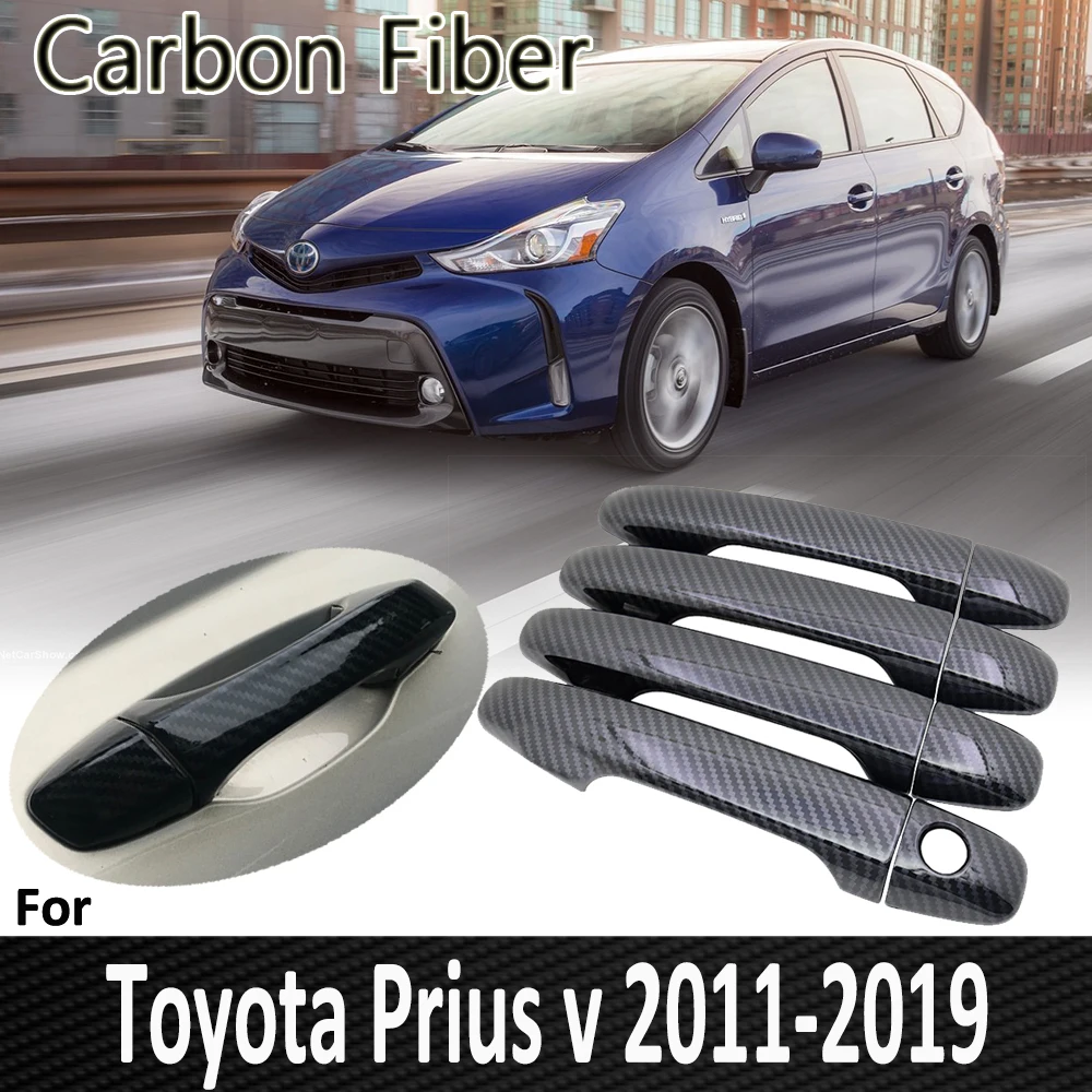 

Черное углеродное волокно для Toyota Grand Prius + v Prius α Wagon ZVW40 ZVW41 40 2011 ~ 2019 2015 2016 2017 крышка ручки автомобильные аксессуары