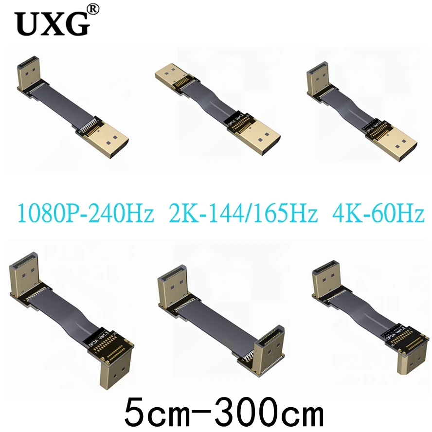 Cavo Ultra Fhd Displayport Fpv Dp 4K 60Hz 1.2 Versione Cavo Gomito Su Giù Adattatore Angolato Fpc Display Port Ribbon Flat Pitch 1-3M