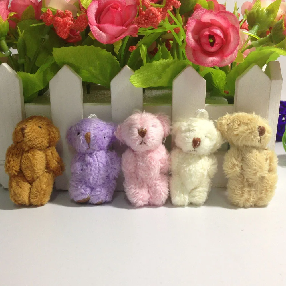 8pc 4.5cm Mini Plush Toy Joint Bear Doll Long Hair Teddy Hat Necklace Decoration DIY Accessories | Игрушки и хобби