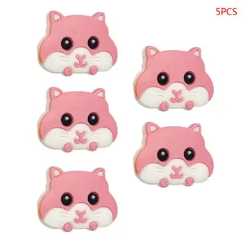 

5 Pcs/Pack Baby Cute Cartoon Hamster Teether Silicone Beads Molar Soother Toys