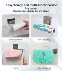 Easy Mount Kitchen Towel Rack Toilet Paper Holder Bathroom Hanging Napkin Roll Paper Hook Standard Storage New Fashion Christmas
