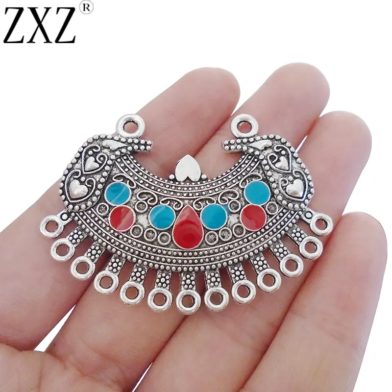 ZXZ 5pcs Tribal Enamel Bohemian Chandelier 13 Bailors Multi Strand Connectors Pendants Necklace Jewelry Making Finding | Украшения и