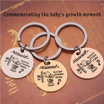 

9 Style Custom Keyring Newborn Baby Data Stats Birth Stats Fashion Baby Keychain Baby Foot New Dad Mom Baby Birth Souvenir Gifts
