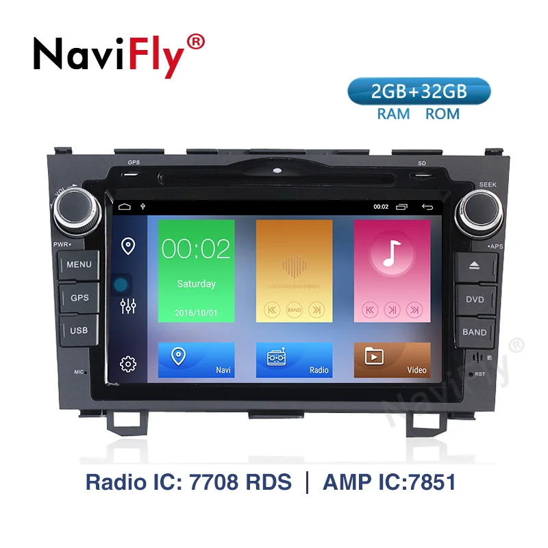 

Navifly Android 9.1 Car dvd player GPS Navigation For Honda CRV 2007-2011 wifi BT SWC RDS multimedia player 2+32G Map Card MIC
