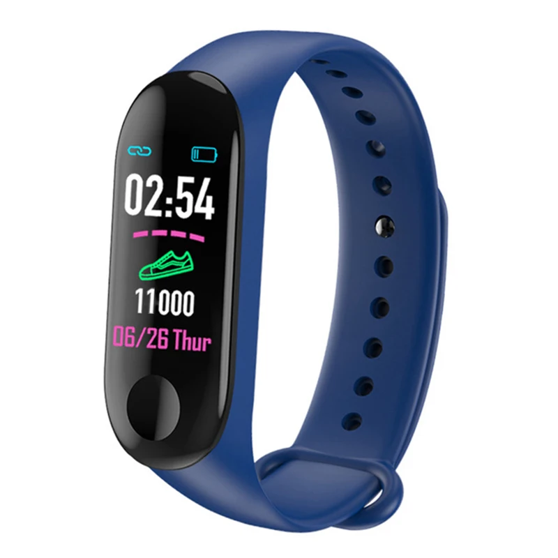 PK M3 Mi Band 3 фитнес-браслет кровяное давление Открытый ips экран кислородный монитор сердечного ритма умный Браслет M3Plus трекер - Цвет: Синий