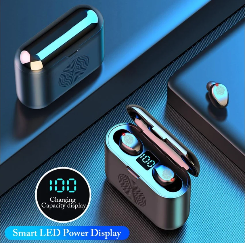 F9 TWS 2 в 1 Bluetooth наушники гарнитуры мини портативный динамик истинные Беспроводные спортивные водонепроницаемые наушники с микрофоном громкой связи