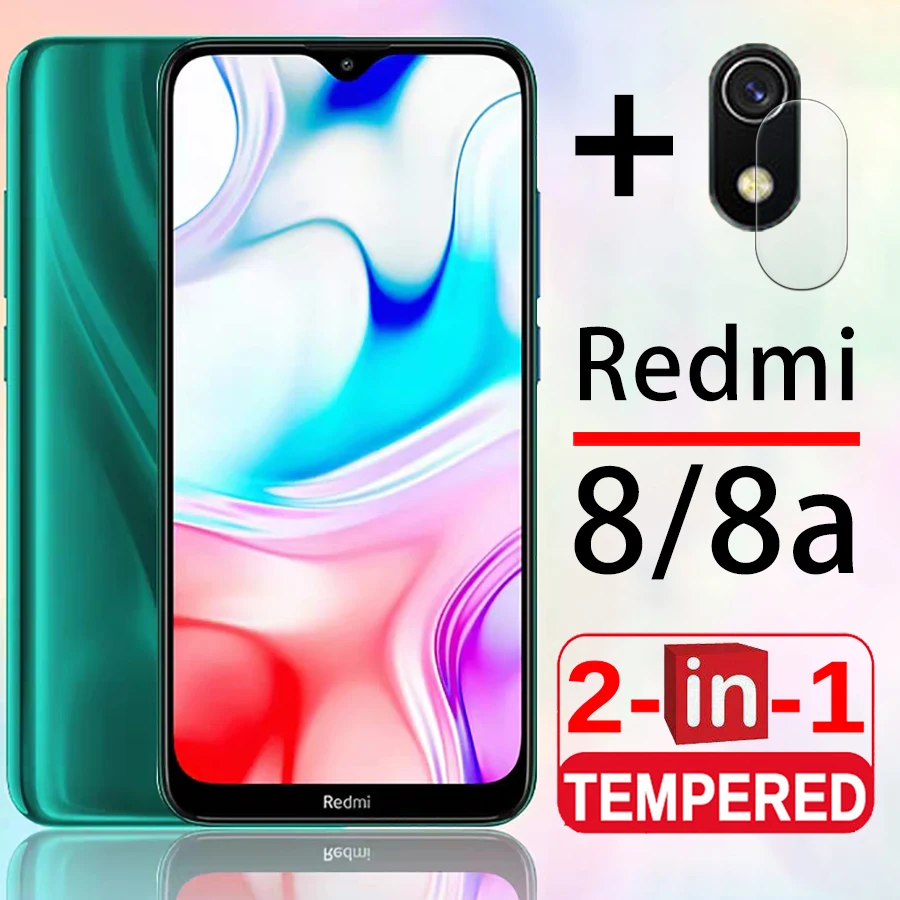 2в1 Защитное стекло для xiaomi redmi 8 8a защита экрана ksiomi readmi a a8 cam с объективом камеры glas