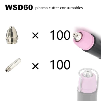 

SG55 AG60 200Pcs Consumables KIT Electrodes Sheild Cups TIPS Spacer Guide for Plasma Cutter Welder Torch 200PK