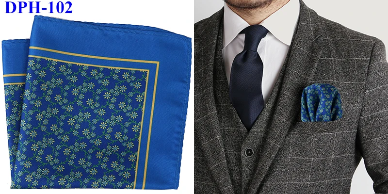 Tailor Smith New Designer Pocket Square Handkerchief Houndstooth Floral Paisley Strip Printing Soft Handkerchief Men Chest Towel