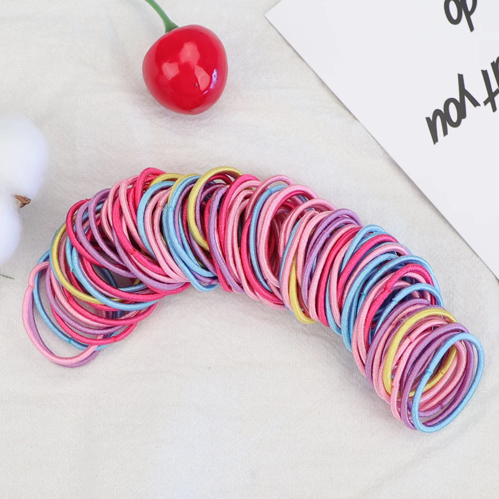 100pcs/lot Small Girls Elastic Hair Rubber Bands Scrunchies Headband Ponytail Holder Gum Kid's Fashion Korean Hair Accessories